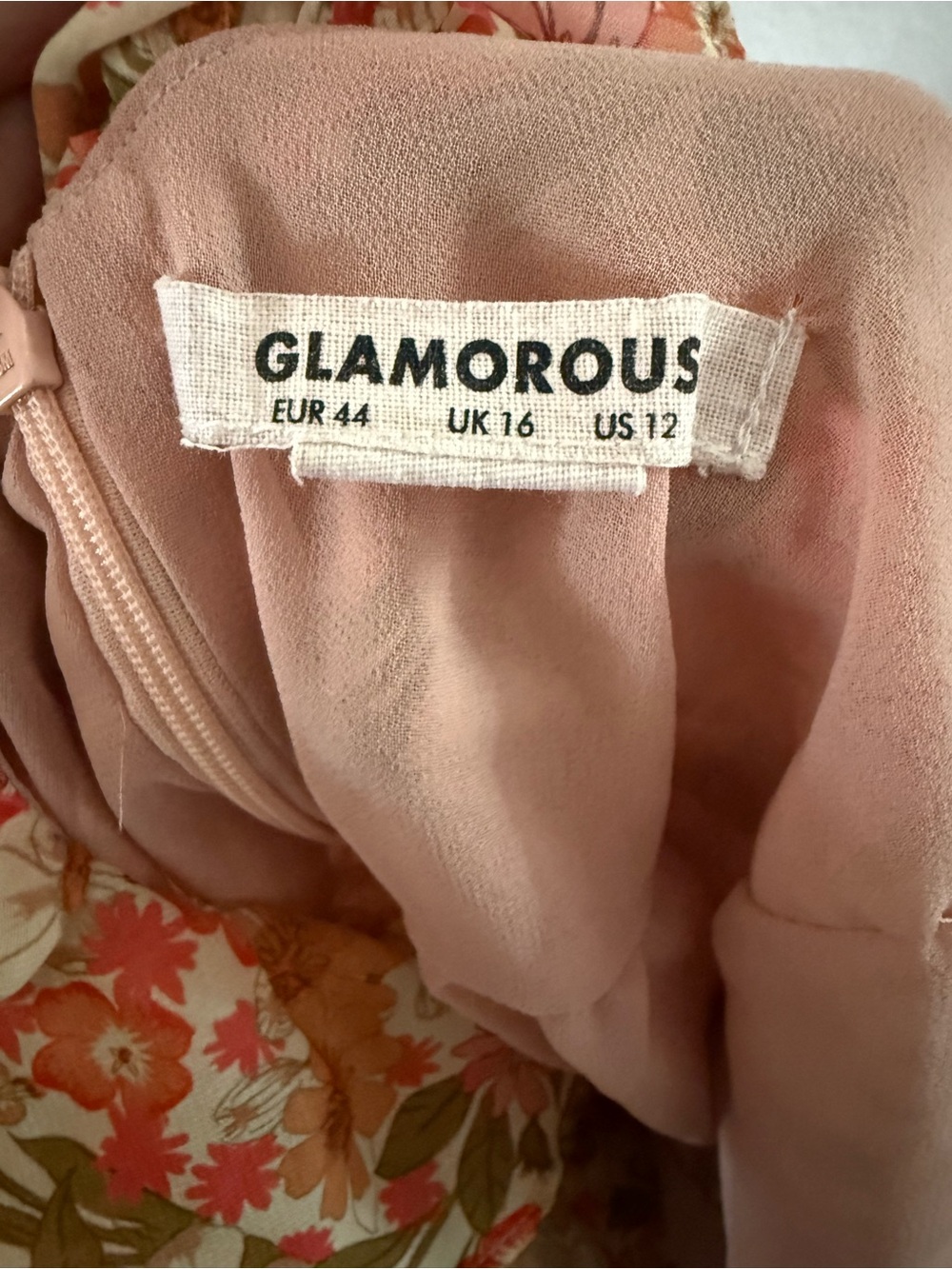 Glamorous Peach Floral Ruffle Mini Dress Size US 12 - Picture 6 of 6